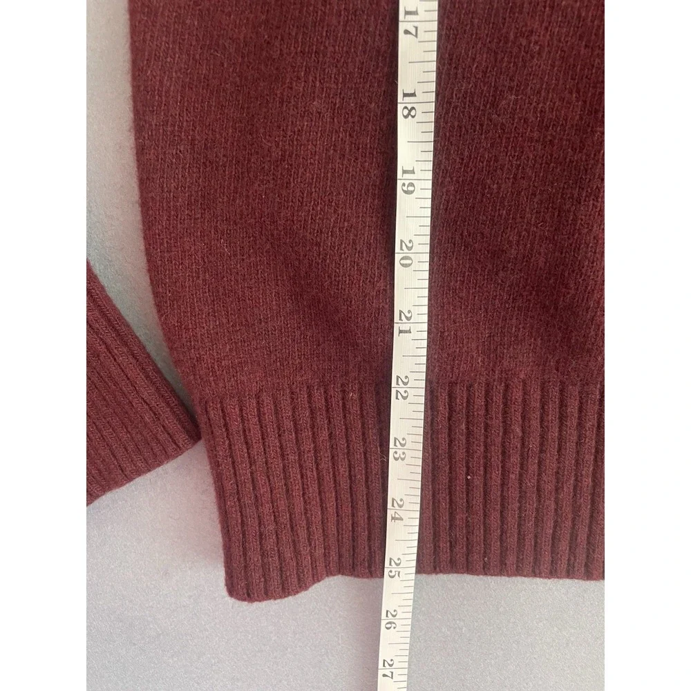 Banana Republic Men M Wool Sweater 1/4 Zip Burgundy Stripe Italian Yarn Mock Lux